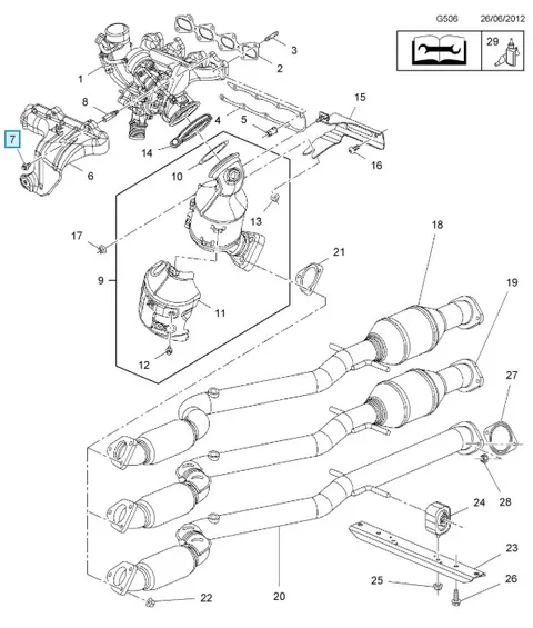 Komplet śrub 10x osłon kolektora Astra J 1.4T