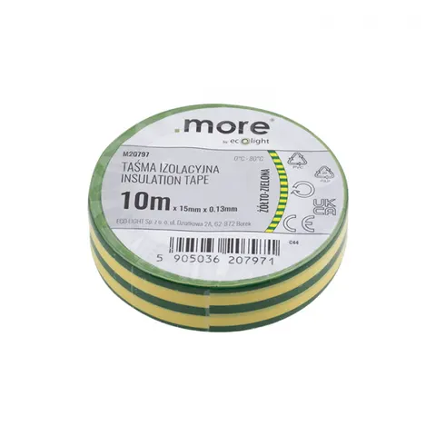 Taśma izolacyjna 15 x 0,13mm ŻÓŁTO-ZIELONA 10m 1sz