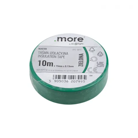 Taśma izolacyjna 15mm x 0,13mm ZIELONA 10m 1szt.