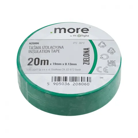 Taśma izolacyjna 19mm x 0,13mm ZIELONA 20m 1szt.