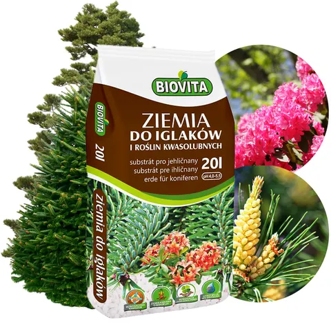Ziemia do iglaków. Podłoże do roślin iglastych - 20 Iitrów Biovita