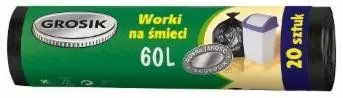 Worki na śmieci czarne 60L 20 szt. GROSIK