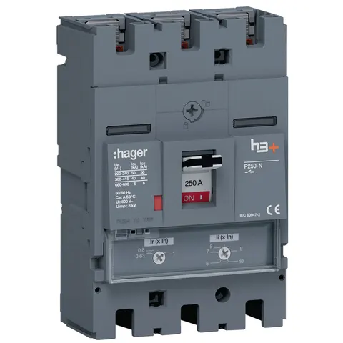 Wyłącznik mocy h3+ P250 3P 250A 40kA TM, MCCB; HNT250DR, HAGER