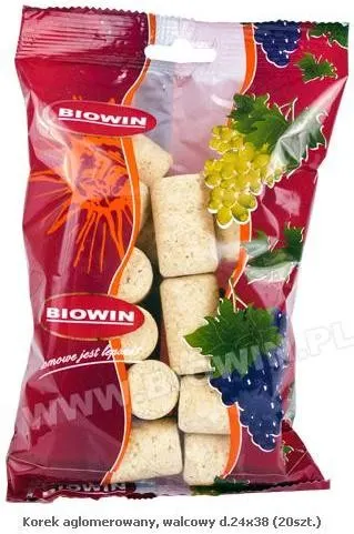 Korek aglomerowany, walcowy d.24x38 (20szt.) BIOWIN