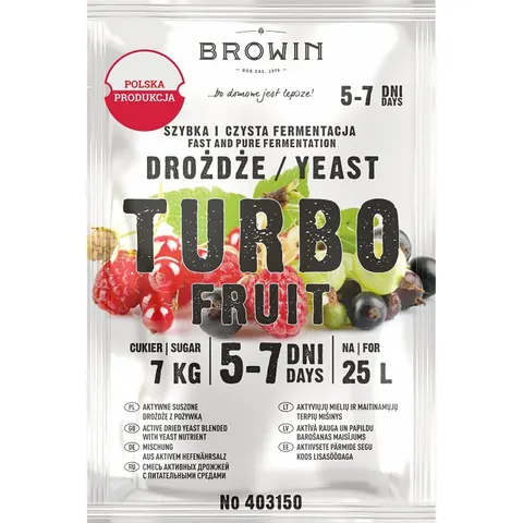 Browin drożdże gorzelnicze Turbo Fruit 5-7 dni 40g