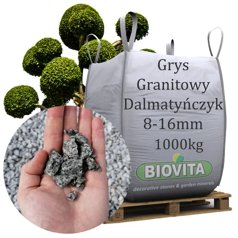 BIG BAG Grys granitowy DALMATYŃCZYK BIOVITA 8-16 mm 1000kg TONA