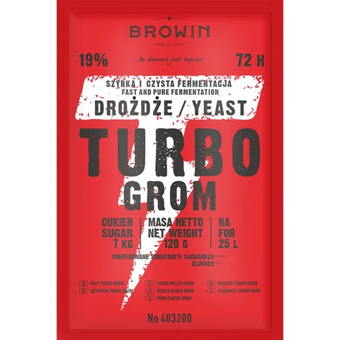 BROWIN Drożdże Gorzelnicze Turbo Grom 72h, 120 g