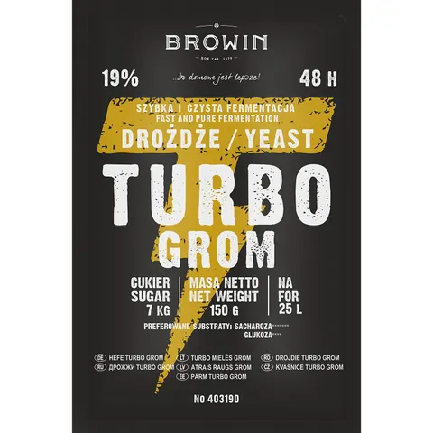 BROWIN Drożdże gorzelnicze Turbo Grom 48h, 150g, 403190 czarne