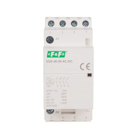 Stycznik modułowy, montaż na szynie, styki 4xNO, 25A, 24V AC/DC; ST25-40-24ACDC