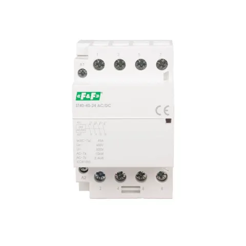 Stycznik modułowy, montaż na szynie, styki 4xNO, 40A, 24V AC/DC; ST40-40-24ACDC