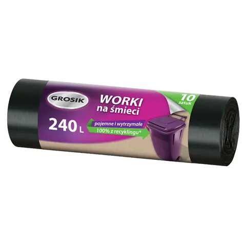 Worki na śmieci czarne 240L 10 szt. GROSIK