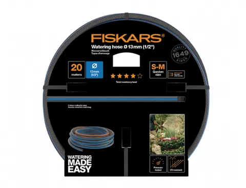 Wąż ogrodowy 13mm 1/2" 20m Q4 FISKARS 1027104 odporny na skręcanie, promienie UV, wysoka wytrzymałość na uszkodzenia