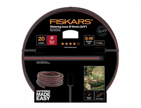 Wąż ogrodowy 19mm 3/4" 20m Q4 FISKARS 1027110 odporny na skręcanie, promienie UV, wysoka wytrzymałość na uszkodzenia