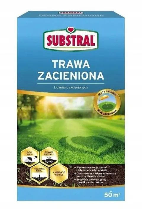 Trawa zacieniona 1kg SUSBTRAL do miejsc zacienionych, intensywnie użytkowanych, nasiona otoczkowane, gęsty trawnik