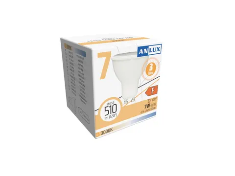 żarówka Led Gu10 7w 230v Ciepła Biała 3 Lata Gw. Anlux