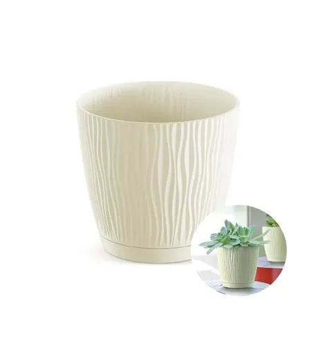 Doniczka SANDY P DSY240P z podstawką, kremowa 23,9 cm Prosperplast