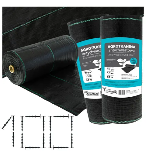 SKARDEN Agrotkanina 1,1x100m CZARNA 70g/m2 + 100 kołków