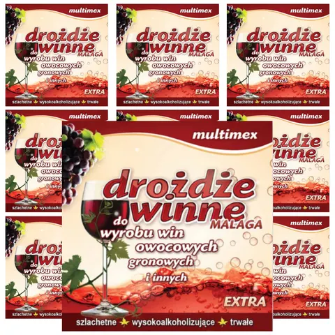 Drożdże winne MALAGA EXTRA do win czerwonych 10 x 7g Multimex