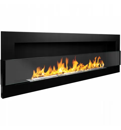 Biokominek 1200x400 czarny mat z szybą