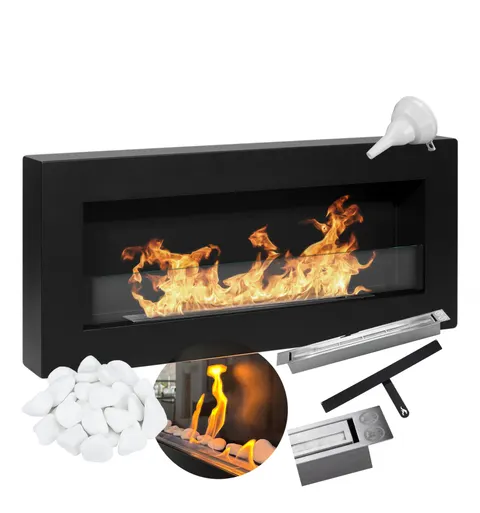 Biokominek 900x400 Box czarny mat z szybą