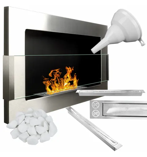 Biokominek 650x400 INOX z szybą