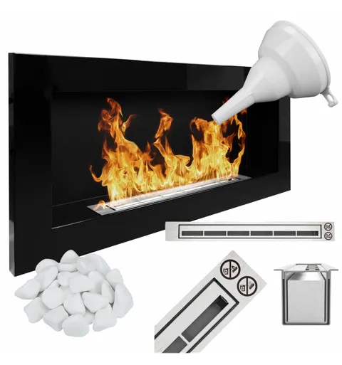 Biokominek 900x400 czarny połysk