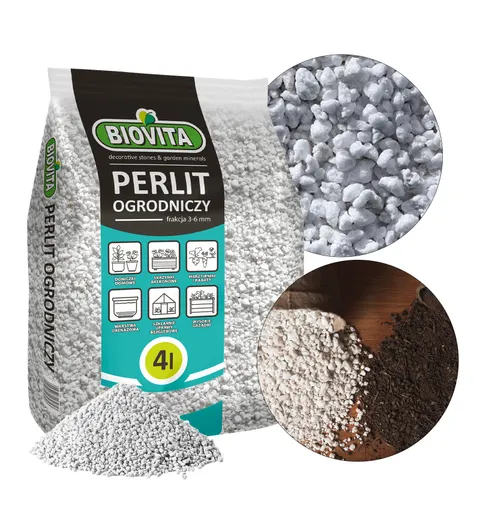 Biovita Perlit 4L lekki, naturalny dodatek do ziemi, spulchnia i napowietrza podłoże, reguluje wilgotność i wspiera wzrost roślin