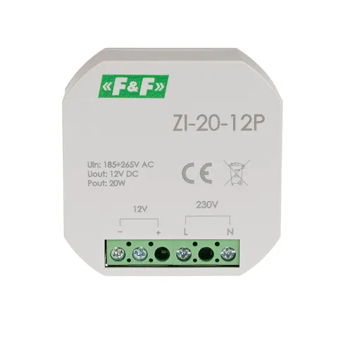 Zasilacz impulsowy do puszki, 12V, 20W