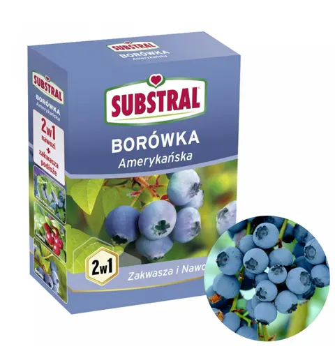 Nawóz do borówki 2W1 100DNI 1kg SUBSTRAL zakwasza i nawozi, długo działający do borówek i roślin kwaśnolubnych