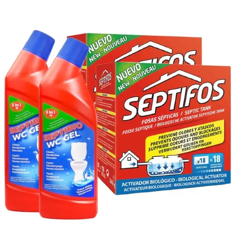 Septifos Bioaktywator do szamba 2 x 18 sasz/648 g + żel do WC 2 x 750 ml