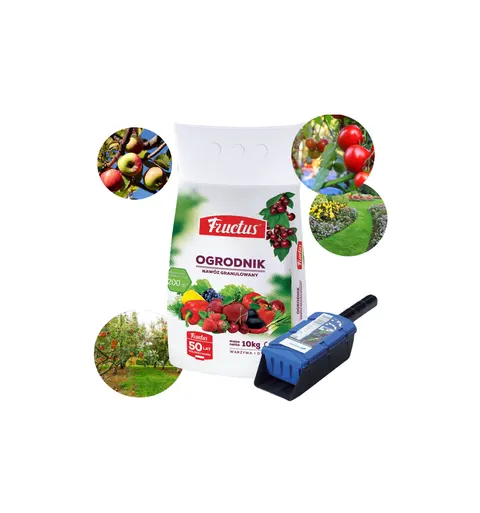 Nawóz Ogrodnik Fructus 10 kg + szufelka, dozownik