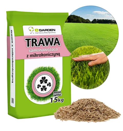 Trawa Samonawożąca z mikrokoniczyną 15kg 600m2 eGarden
