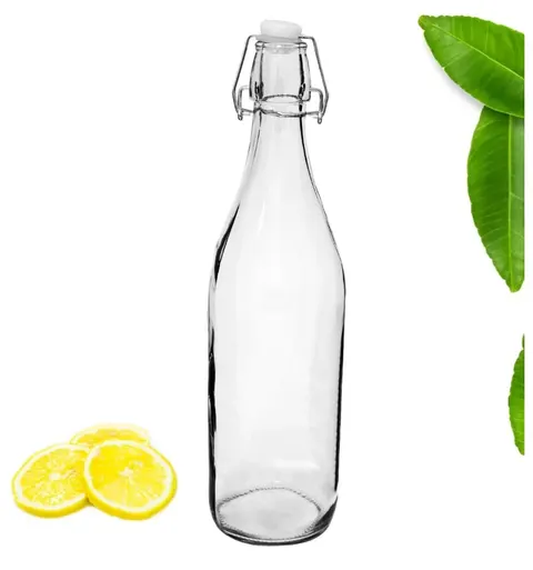 Butelka na wino, sok szklana okrągła z klipsem 0,5L Tragar