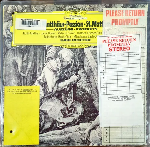 Karl Richter: Matthäus-Passion, BWV 244 LP 2531317 Deutsche Grammophon EX