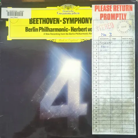 Herbert von Karajan: Symphony No. 4 in B flat Major, Op. 60 LP 2531104 Deutsche Grammophon EX