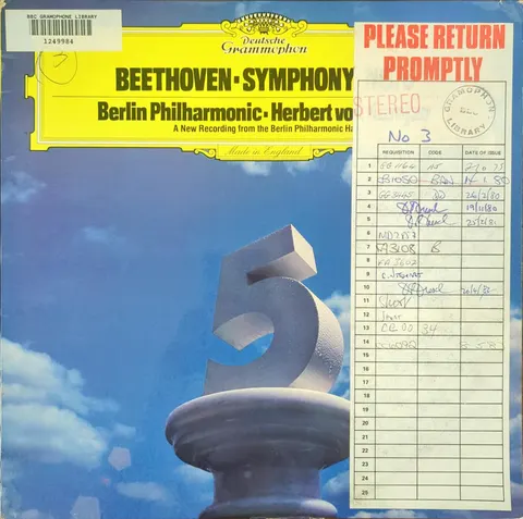 Herbert von Karajan: Symphony No. 5 in C minor, Op. 67 LP 2531105 Deutsche Grammophon EX