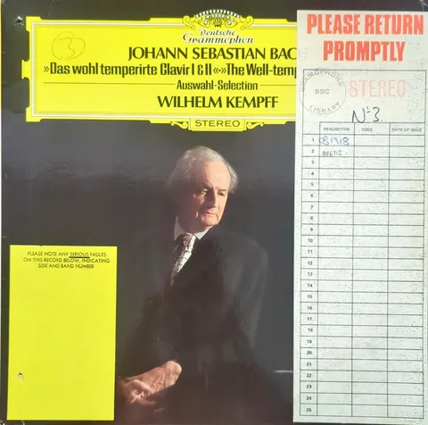 Wilhelm Kempff: Das wohltemperierte Clavier LP 2531299 Deutsche Grammophon EX