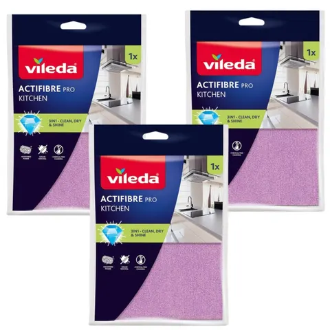 VILEDA Ścierka ACTIFIBRE RÓŻOWA, pakiet 3 sztuk
