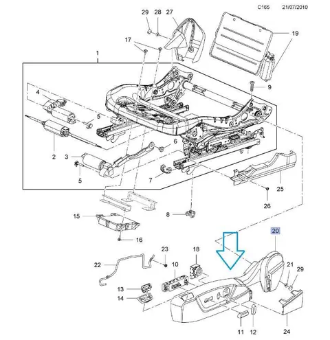 Pokrycie boczne siedziska kierowcy