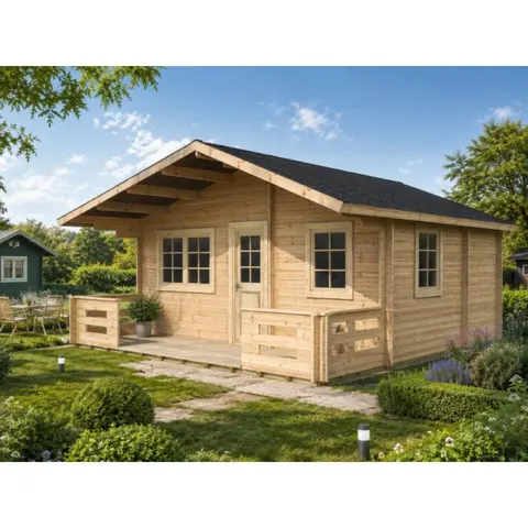 Drewniany domek CHABER CLASSIC 600×600 cm – 33,6 m² z tarasem