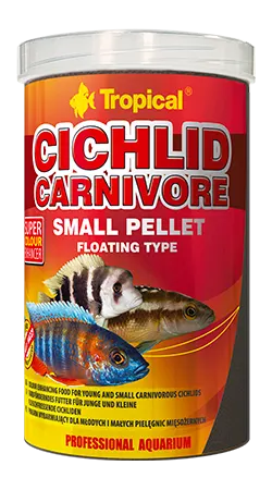 Tropical Pokarm Cichlid Carnivore Small Pellet 1000ml-360g