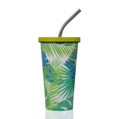 Kubek termiczny ze słomką Casno Gloomy 510 ml monstera