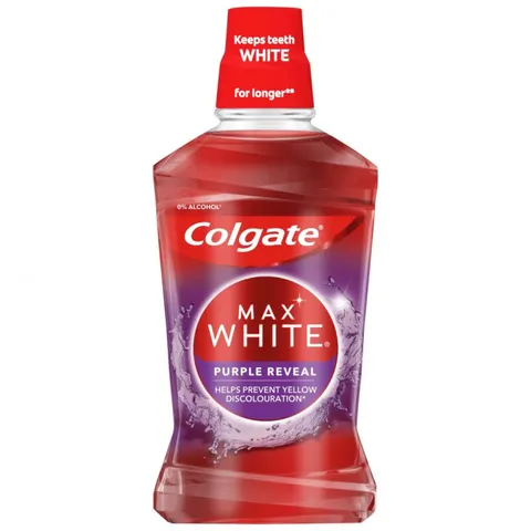 COLGATE PLAX MAX WHITE Płyn do płukania jamy ustnej PURPLE REVEAL, 500 ml