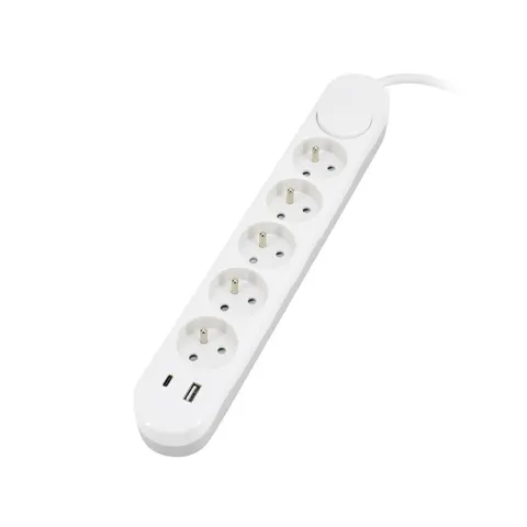 Przedłużacz Nb 5x 2p+z+wył. 1.5mm X 2.0m + 2x Usb(c+a)