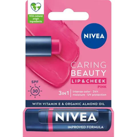 Nivea Caring Beauty pielęgnująca pomadka do ust 3w1 Pink 4.8g