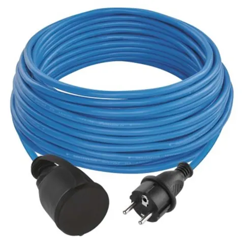 Przedłużacz mrozoodporny 20 m / 1 gniazdo / niebiesk / PVC / 230 V / 1,5 mm2