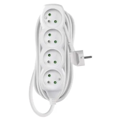Przedłużacz 5 m / 4 gniazda / biały / PVC / 1,5 mm2