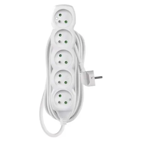 Przedłużacz 7 m / 5 gniazd / biały / PVC / 1 mm2