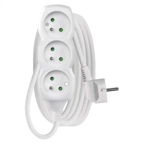 Przedłużacz 3 m / 3 gniazda / biały / PVC / 1,5 mm2