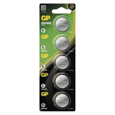 Bateria litowa guzikowa CR2450 5BL; B1585, GP BATTERIES